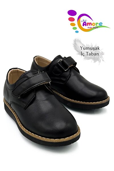 Moda Anna Cırtlı Okul Ayakkabısı Erkek Çocuk Klasik Okul Sünnet Düğün Ayakkabı Siyah