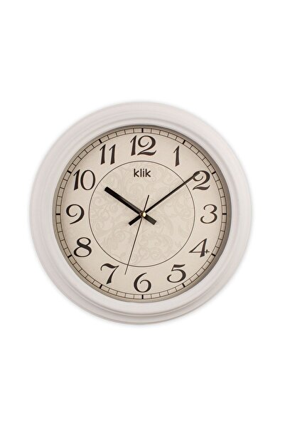 Klik Alfa - Beyaz Çerçeve Yuvarlak Duvar Saati
