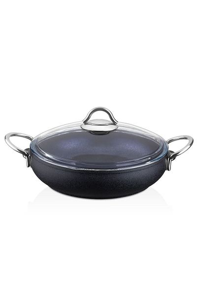 Amboss Aquamarine Granite Flat Pot 24 Cm Black Aqu-6626