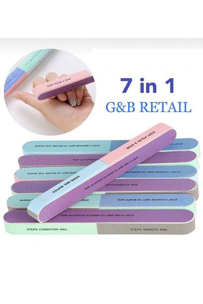 GBRETAIL Nail File Polisher Paper Nail File 7 Way