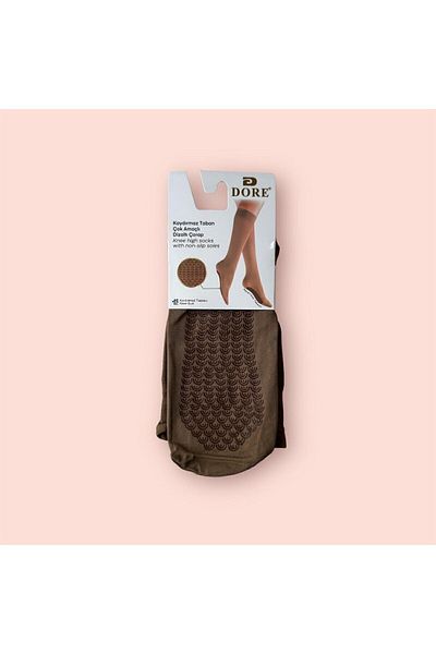 Dore Women's Bronze Color Anti-Slip Hajj and Umrah Tawaf Socks Knee Socks