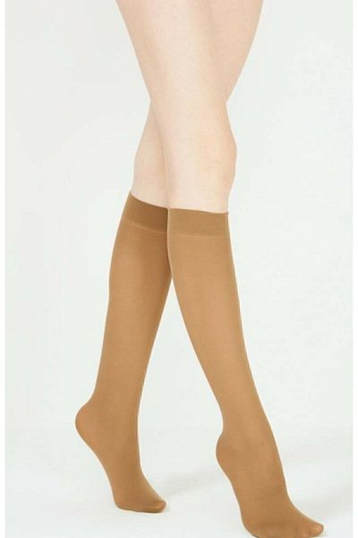 Dore Women's Bronze Micro 40 Medium Thick Opaque Mousse Knee Length Trousers Socks 2-pack