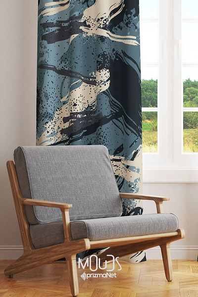 Moud's Suede Digital Printed Extra String - Brush Pattern, Background Curtain, Teen Room, Single Wing