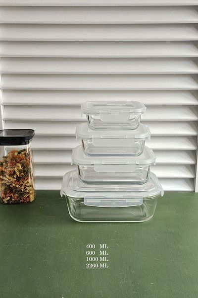 housein 4-Piece Heat-Resistant Glass Storage Set - Breakfast and Food Storage Container