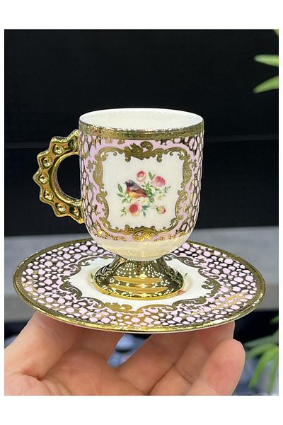 Doğudeko 6-Piece Pink Luxury Porcelain Astoria Cup Set