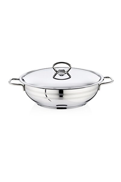 Bestinox وعاء قصير من الفولاذ سعة 4.25 لتر - 26x8 سم، مقبض سلكي وغطاء فولاذي