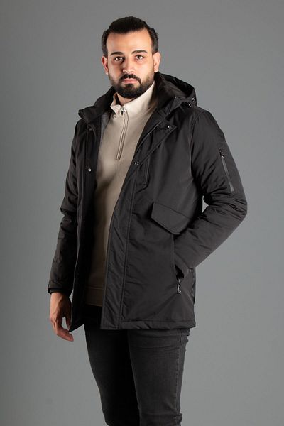 JR9 Men's Black Hooded Puffer Jacket 5615