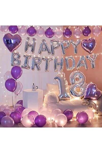 DÜVENCİ TİCARET Çıtıpıtıstore Lüks 18 Yaş Happy Bırthday Doğum Günü Balon Set