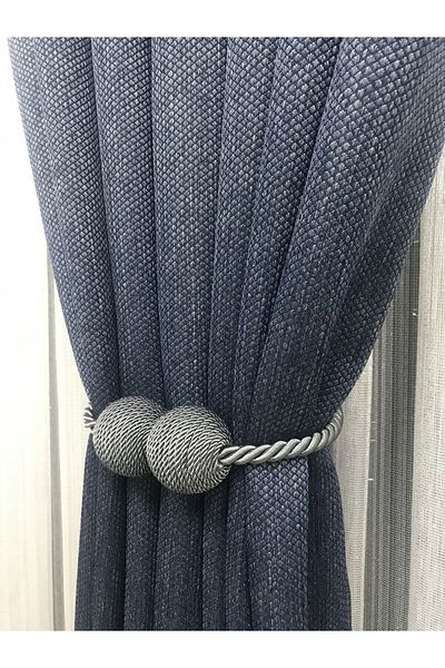 Erdoğanlar Koza Dark Gray Magnetic Rope Wrap Curtain - Latch Buckle Accessory