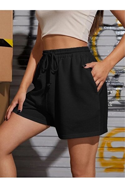 yx yustex sport Siyah Rahat Kesim Denizde Evde Gezmede Giyim Şort YX YUSTEX