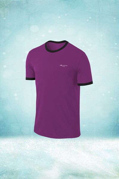 POSEIDON STORM Мъжка лилава тениска за туризъм с кръгло деколте Dri-fit от плат, без принт, размер S-3xl