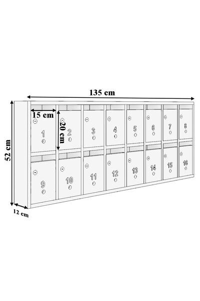 rafineritasarım Posta Kutusu Kilitli Sistem Gri 16'lı