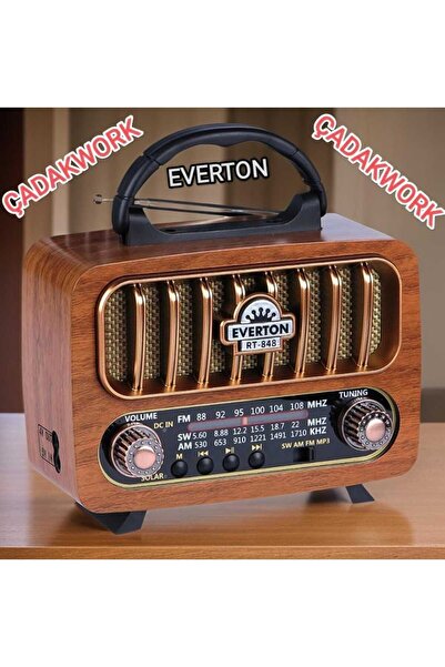 Everton RT-848 Nostaljik Görünümlü USB SD AUX Bluetooth Destekli Solar Panell...