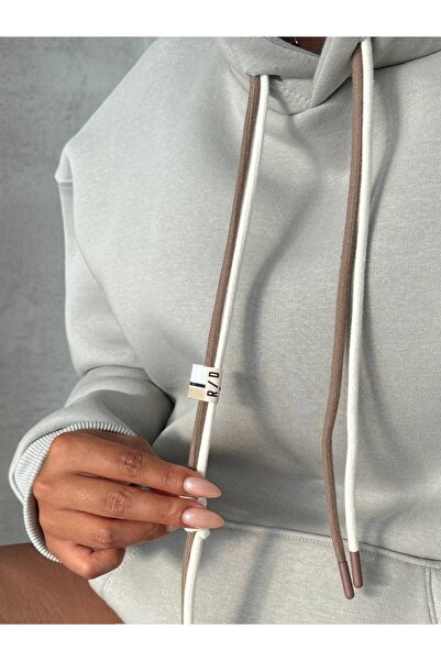 İLKCET MODA Hanorac oversize pentru damă cu detaliu din dantelă