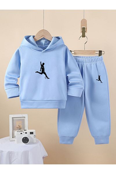 Let's Wear Set de hanorac și pantaloni de trening cu imprimeu premium pentru fotbalist pentru bărbați - Set sport din 2 piese