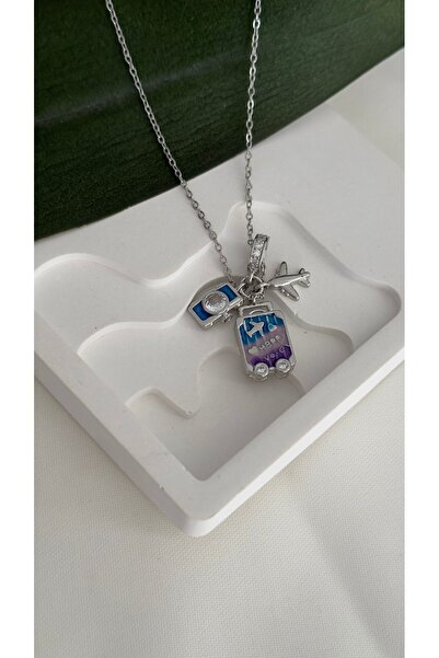 Brillo Çelik Üçlü Charm Travel Seyahat Uçak Bavul Kolye ( Manifest Kolyesi )