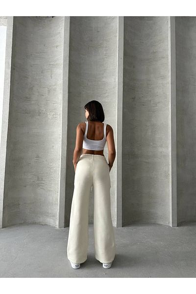 İLKCET MODA Γυναικεία φαρδιά φαρδιά φόρμα στο κάτω μέρος