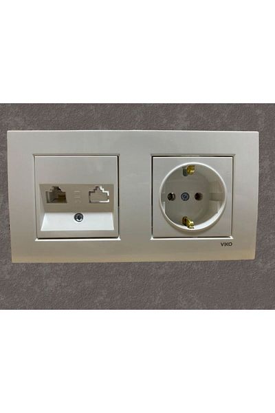 orka elektrik Viko Karre Set of 2 Numeris Telephone Socket-Grounded Socket White
