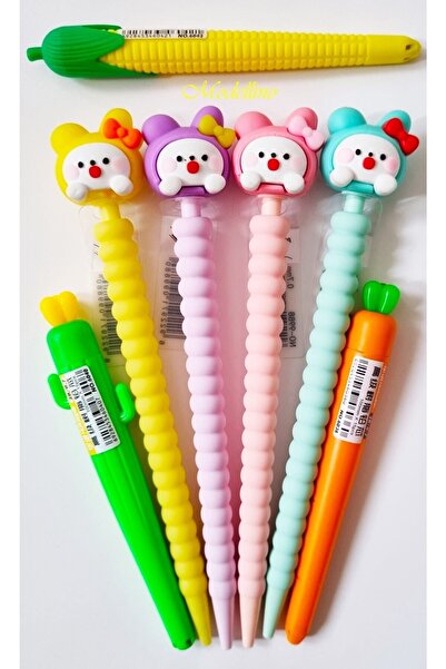 Modellino 4 Adet Mutlu Çocuklar 07 Uçlu Kalem + Kaktüs - Havuç - Mısır 3'lü 1...