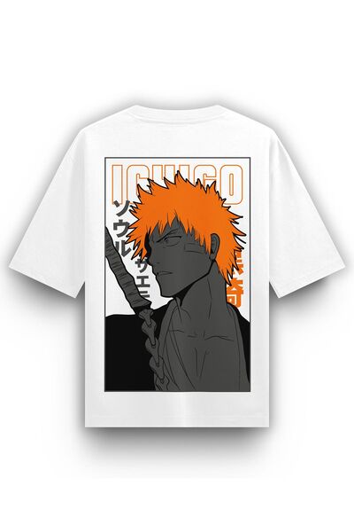 Freeyez Bleach Ichigo V2 - Tricou unisex din bumbac supradimensionat cu impri...