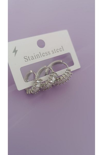 GÜRLER 3-Piece Steel Earring Combination
