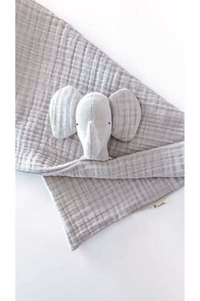 O&G Collection Sevimli Fil %100 Pamuklu 8 Katlı Multi Müslin Uyku Arkadaşı/ B...