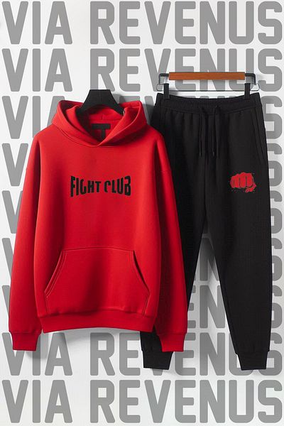 Vordevia Fight Club Printed Unisex Soft Fit Hooded Tracksuit Set