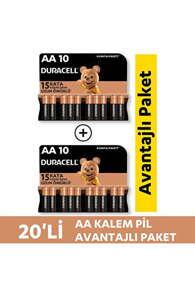 Duracell Alkalin AA Kalem Pil, 1,5V (LR03 / MN2400), 20'li  Paket