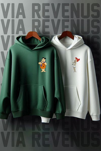 Vordevia Fred Wilma Oversize Lover Συνδυασμένο Φούτερ - Flintstone Printed