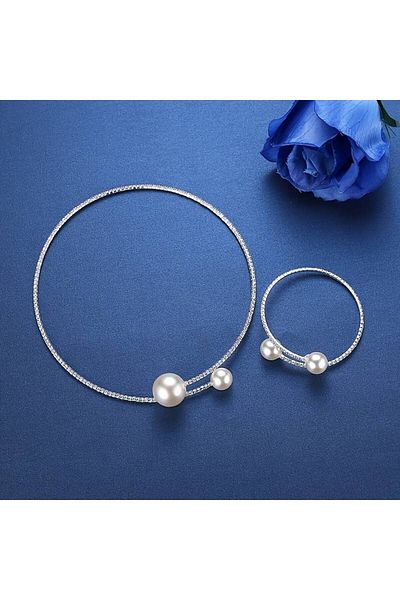 Perry Accesories Zircon Stone Waterway Necklace Set for Bride and Bracelet