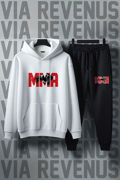 Vordevia Mma Printed Unisex Soft Wide Fit Hooded Tracksuit Set