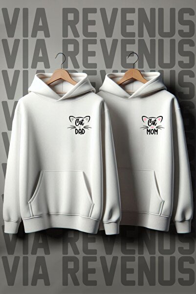 Vordevia Cat Dad Cat Mom - Hanorac combinat oversize pentru iubit