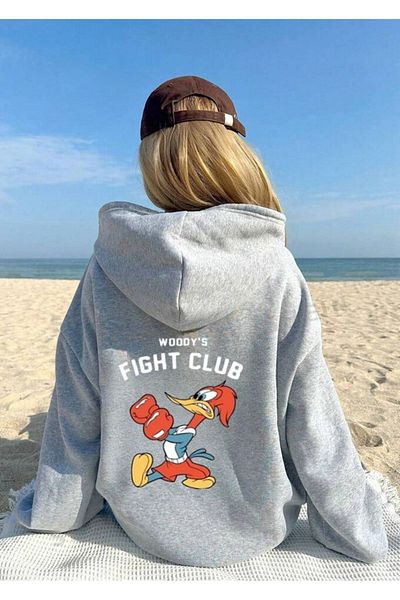 trendgar سويت شيرت بغطاء رأس للجنسين مطبوع عليه Fight Club مقاس كبير