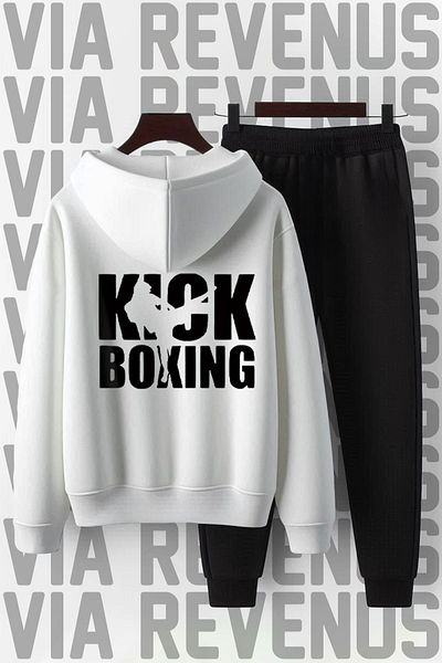 Vordevia Unisex Soft Fabric - Wide Fit Kick Boxing Printed Hooded Tracksuit Set