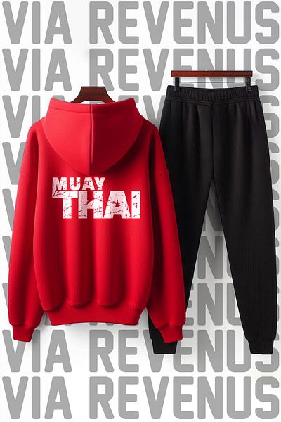 Vordevia Muay Thai Kickboxing Printed Unisex Soft Fit Hooded Tracksuit Set