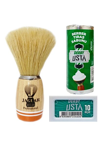 Jaguar Ahşap Saplı Doğal Kıl Tıraş Fırçası Jaguar 117/24, Derby Usta Tıraş Sa...