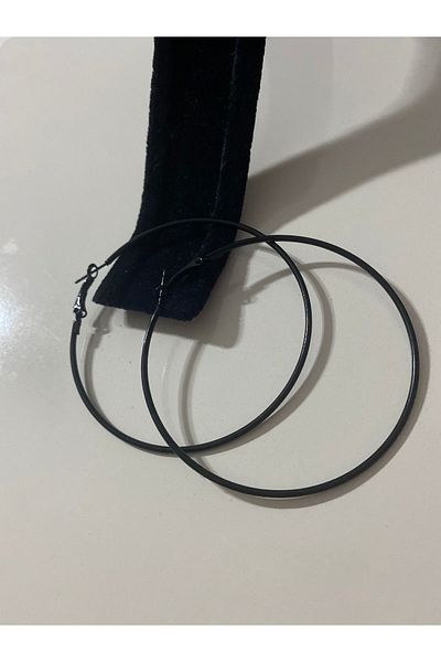 Nilperi takı LARGE SIZE BLACK COLOR HOOP EARRINGS STEEL EARRINGS STAINLESS STEEL