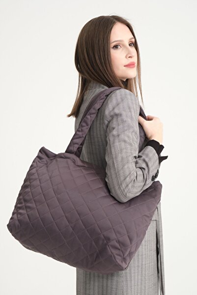 Soydan Güner Kahve Kadın Kapitone Desen Kumaş Çanta