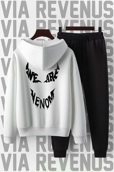 Vordevia Printed Unisex Wide Fit Soft Fabric Hooded Tracksuit Set