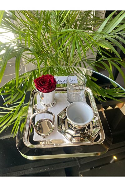 ABROZ HOME DESIGN Gümüş Klasik Damat Kahvesi Sunumu