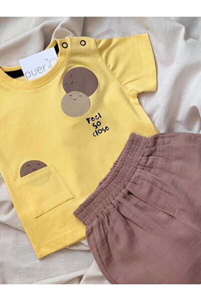 HAKNUR Muslin Shorts and Cotton T-Shirt Set for Baby Boy