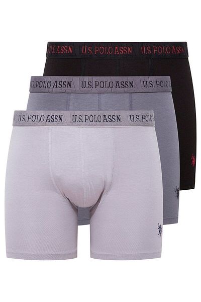 U.S. Polo Assn. Ανδρικά 3 Πακέτα Extra Long Legs Black & Grey & Anthracite Lycra Modal Boxers