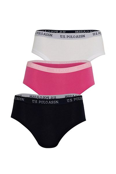 U.S. Polo Assn. Bumbac Alb - Fuchsia - Albastru Marin 3 Piese Pantaloni Chiloți