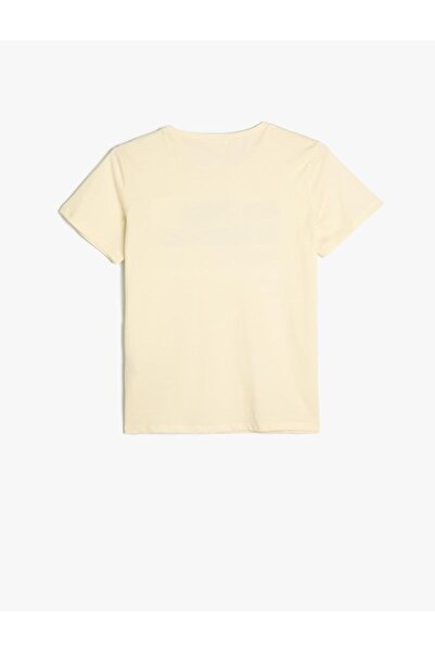 Koton Βαμβακερό μπλουζάκι για αγόρια - Στάμπα με σλόγκαν, κοντό μανίκι, λαιμόκοψη