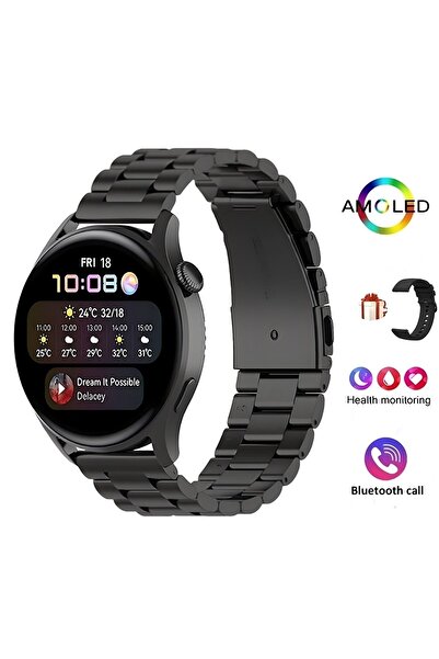 TECHNOTOWN Watch Mate4 Sport Yuvarlak Kasa Akıllı Saat Amoled Ekran Smartwatc...