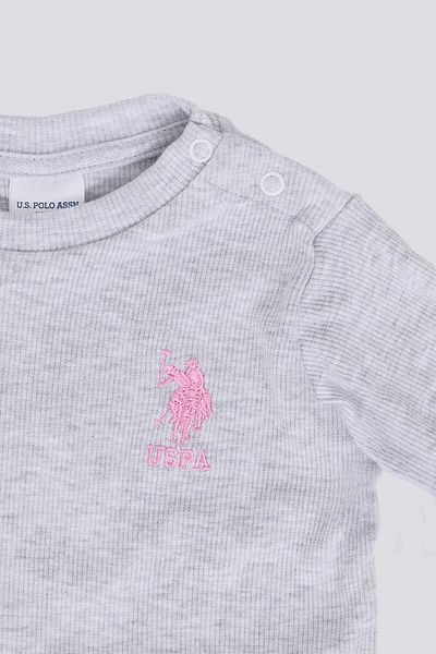 U.S. Polo Assn. طقم أطفال بناتي باللون الرمادي مكون من قطعتين