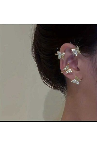 Beyna Gold Hook Cartilage - Full Ear Butterfly Earrings