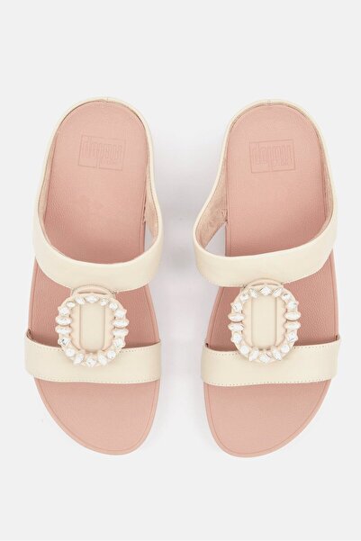 Fitflop Women Lulu Crystal-Circuit Leather H-Bar Sandals, Pink/Beige