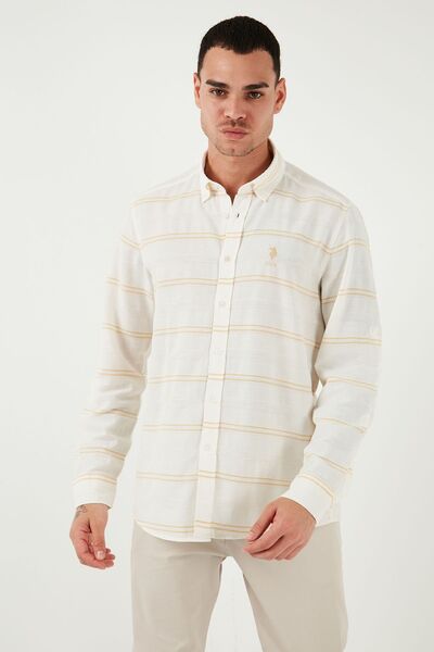 U.S. Polo Assn. US Polo Men's Shirt - Cotton and Linen Blend, Regular Fit G081GL0041831143