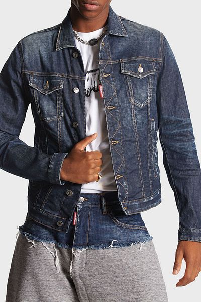 DSquared2 Men's Slim Fit Logo Stretch Denim Jacket - S74Am1470 S30342 470